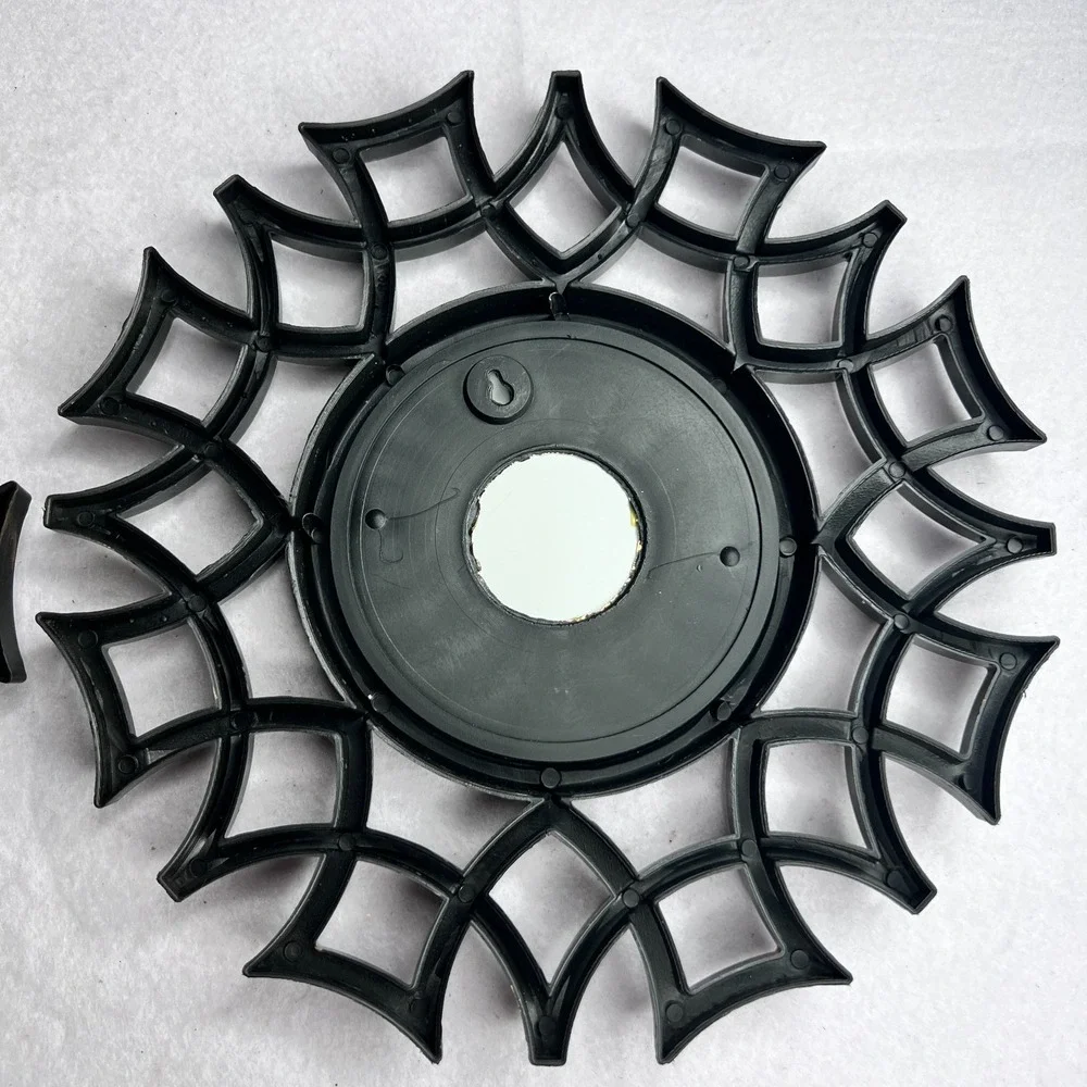 Set of 2 Sunburst Wall Mirrors Black‎ Gold Boho Decorative Accent Contemporary